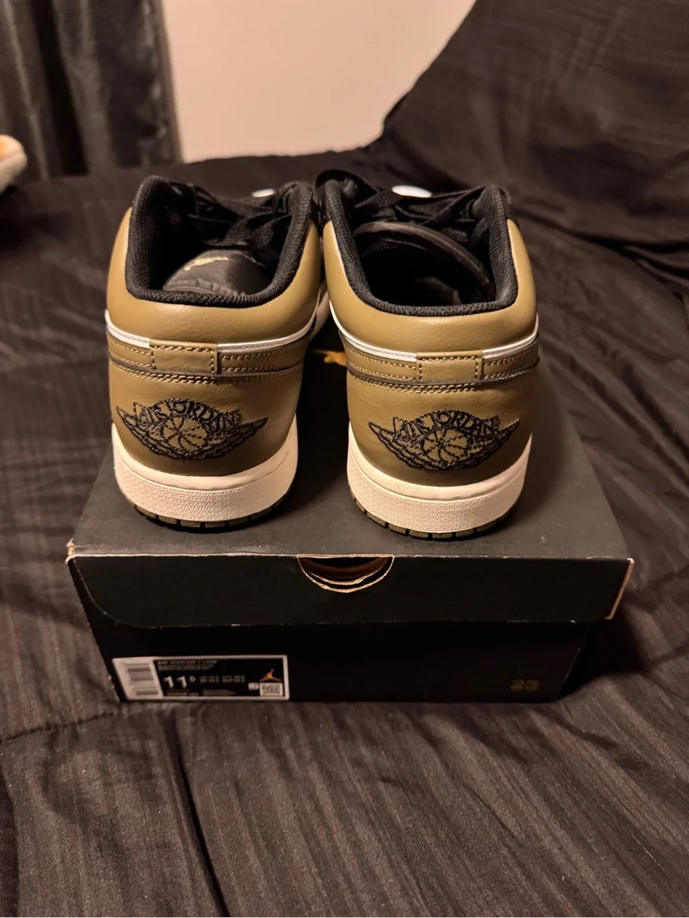 Jordan 1 Men’s Low-Top Sneakers in Black White Olive